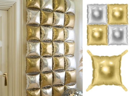 lot de 4 décoration gonflables carres or/argent mylar 40x40cm