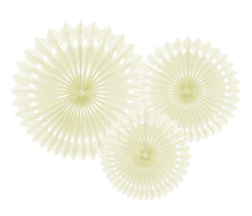 Lot de 3 Rosettes Décoratives 20/25/30 cm Crème