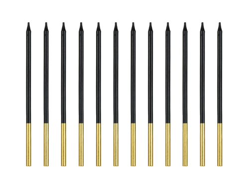 Lot de 12 Bougies Noir de 14cm