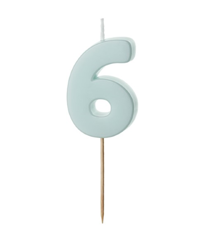 1 Bougie Bleu numéro 6 de 5.5 cm