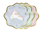 Lot de 6 Assiettes Licorne 18 cm Rose, Vert, Bleu (Carton)