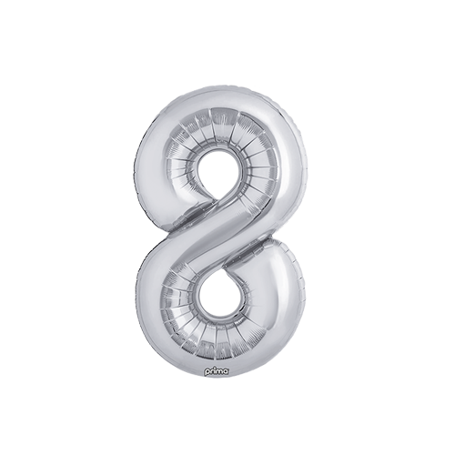 Poche de 2 Ballons Chiffre 8 Argent 16