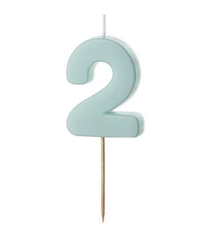 1 Bougie Bleu numéro 2 de 5.5 cm