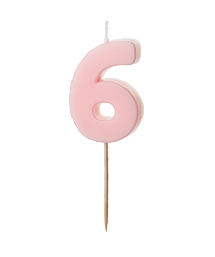 1 Bougie Rose numéro 6 de 5.5 cm