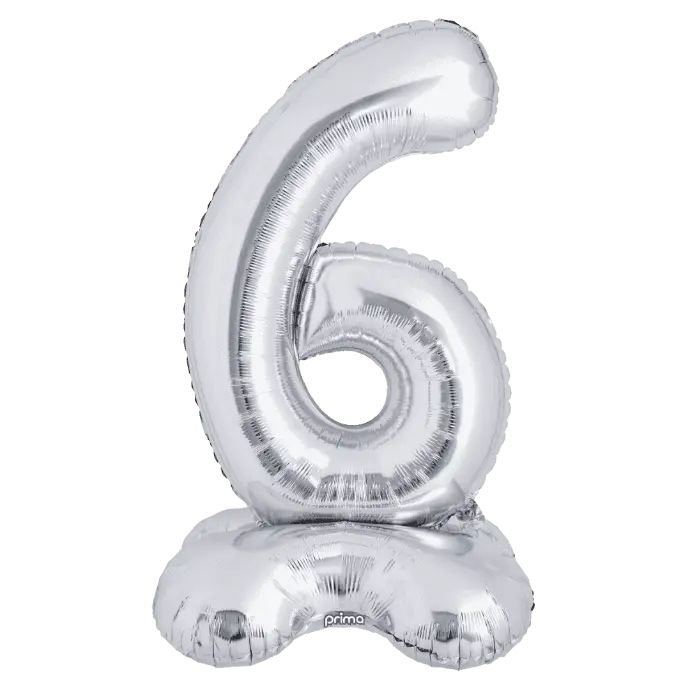 Ballon Chiffre 6 Argent Standing 40