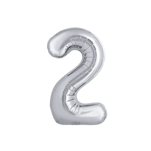 Poche de 2 Ballons Chiffre 2 Argent 16