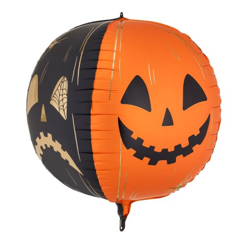 Ballon Alu Citrouilles Effrayantes 50 cm Orange et Noir – Party Deco
