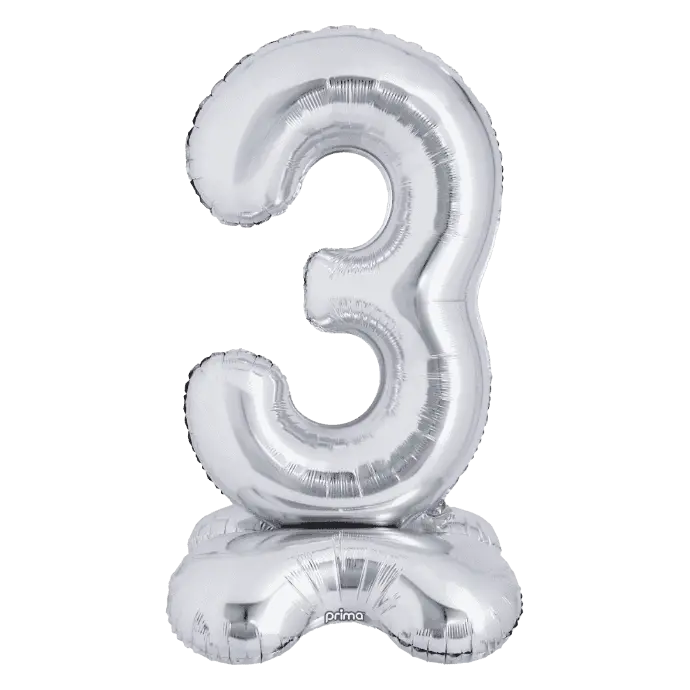 Ballon Chiffre 3 Argent Standing 40