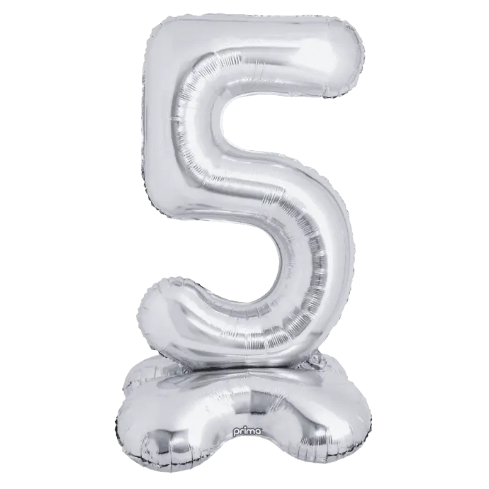 Ballon Chiffre 5 Argent Standing 40