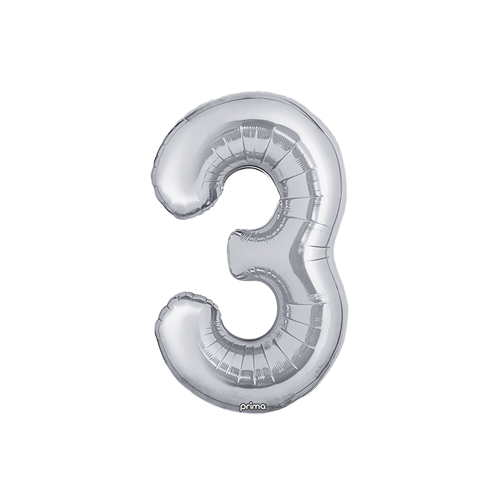 Poche de 2 Ballons Chiffre 3 Argent 16