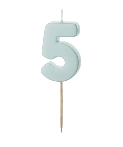 1 Bougie Bleu numéro 5 de 5.5 cm