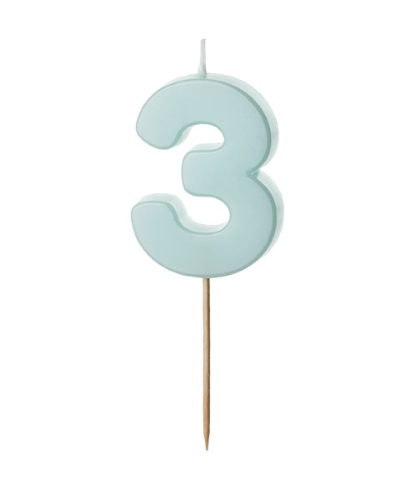 1 Bougie Bleu numéro 3 de 5.5 cm