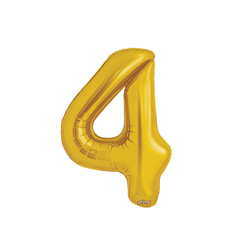 Poche de 2 Ballons Chiffre 4 Or 16