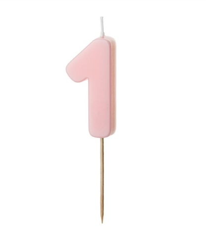 1 Bougie Rose numéro 1 de 5.5 cm