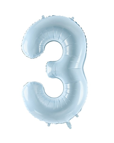 Ballon Chiffre 3 Bleu Ciel 28