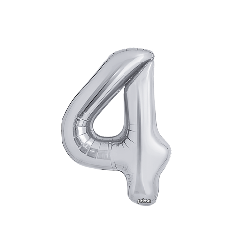 Poche de 2 Ballons Chiffre 4 Argent 16