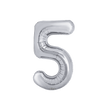 Poche de 2 Ballons Chiffre 5 Argent 16