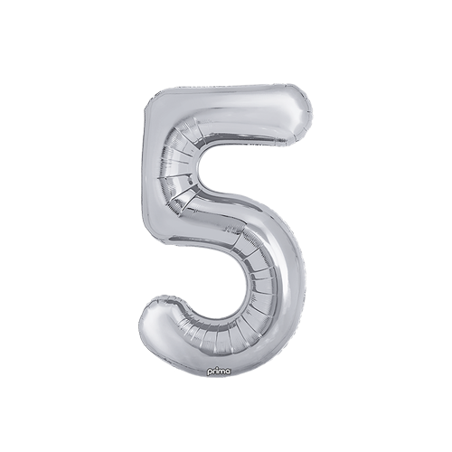 Poche de 2 Ballons Chiffre 5 Argent 16