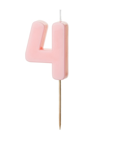 1 Bougie Rose numéro 4 de 5.5 cm