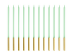 Lot De 12 Bougies Vert clair de 14cm