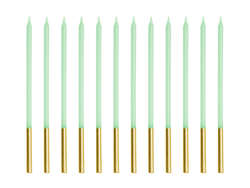 Lot De 12 Bougies Vert clair de 14cm