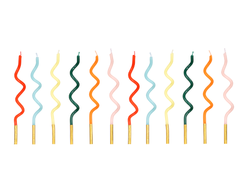Lot De 12 Bougies spirales couleurs assorties de 14cm