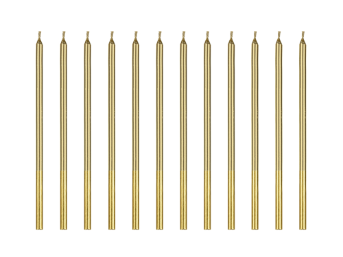 Lot de 12 Bougies Or de 14cm