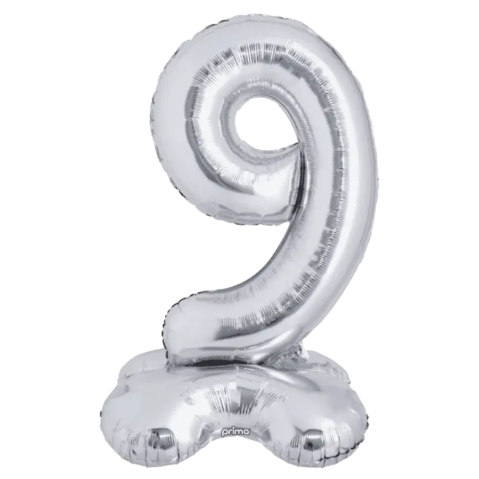 Ballon Chiffre 9 Argent Standing 40