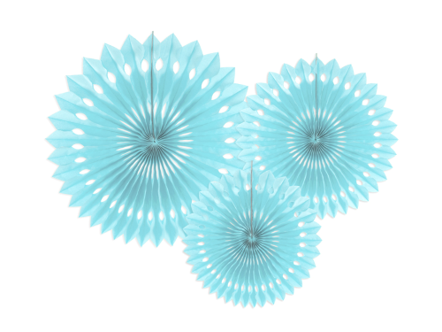 Lot de 3 Rosettes Décoratives 20/25/30 cm Bleu Clair