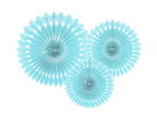 Lot de 3 Rosettes Décoratives 20/25/30 cm Bleu Clair