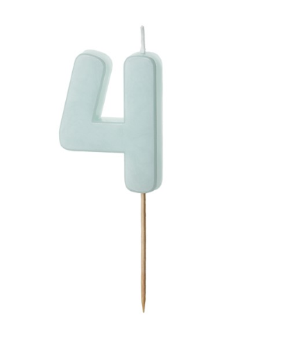 1 Bougie Bleu numéro 4 de 5.5 cm
