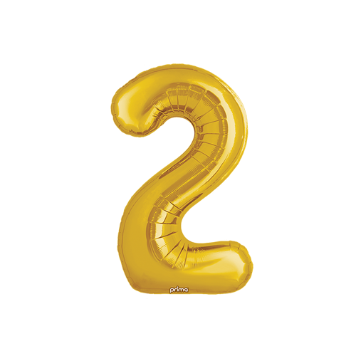 Poche de 2 Ballons Chiffre 2 Or 16