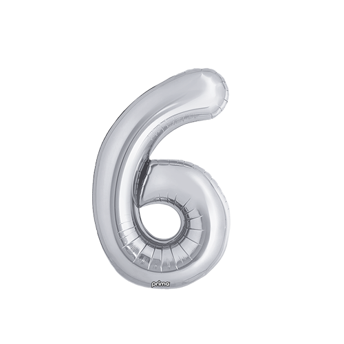 Poche de 2 Ballons Chiffre 6 Argent 16