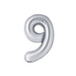 Poche de 2 Ballons Chiffre 9 Argent 16