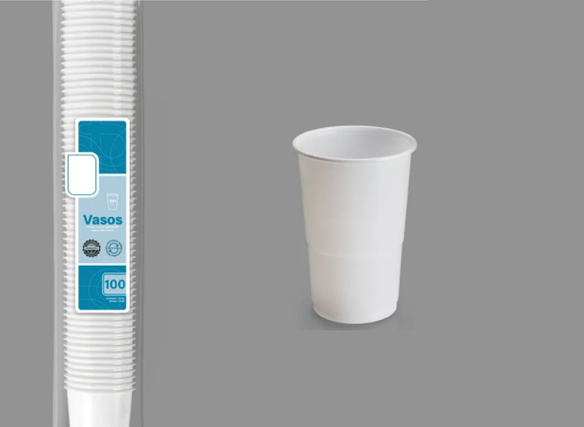 lot de 100 gobelets réutilisables blanc 25cl