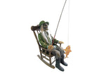 zombie sur rocking chair lumineux sonore et motorisé 1.85m 220v