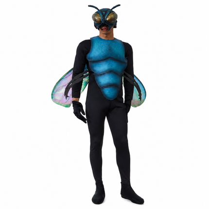 masque latex + déguisement de mouche avec ailes