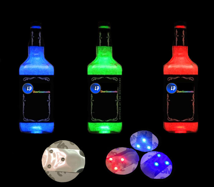 pastille lumineuse led adhésive pour bouteille ou verre rouge