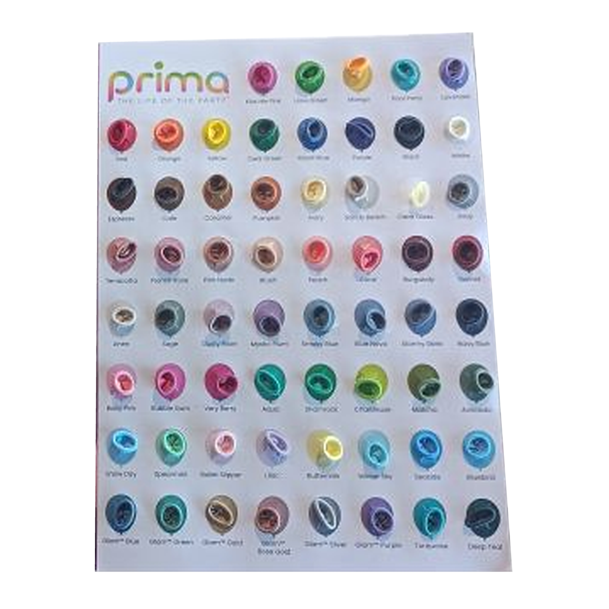 Nuancier des couleurs de ballons Prima