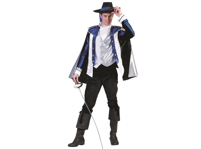 déguisement de mousquetaire bleu 5pcs homme