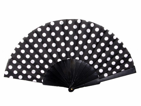 ventail pois blancs plastique noir 22cm