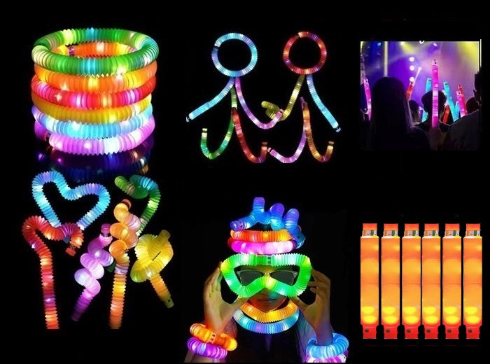 lot de 6 tubes pop fidget led lumineux orange 64cm new!
