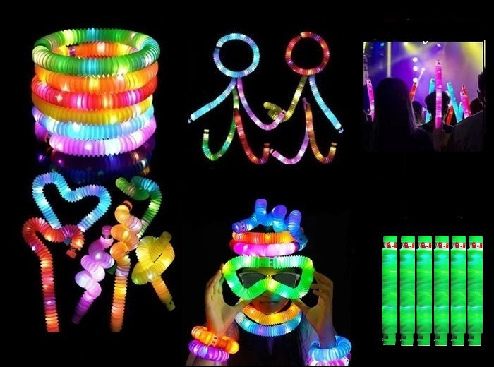 lot de 6 tubes pop fidget led lumineux vert 64cm new!