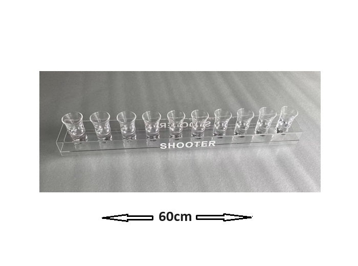 1x rail shooter transparent pour 10 verres v2 60cm
