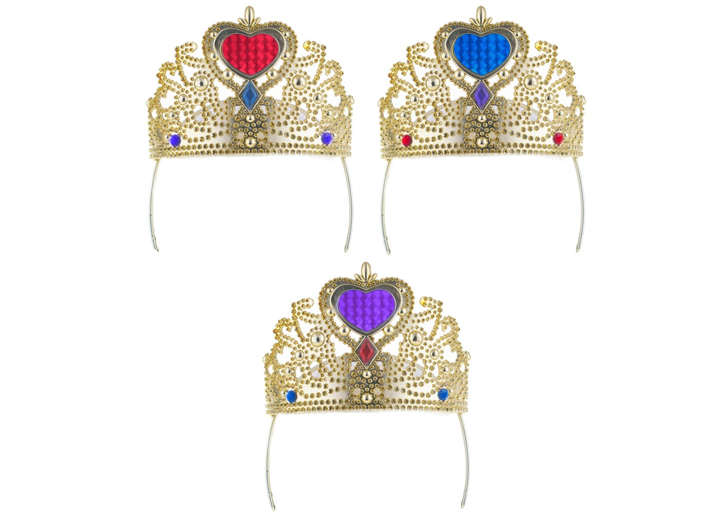 serre-tête couronne or avec coeur mix 14cm