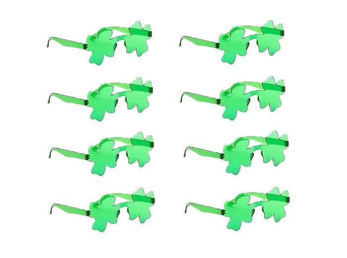 lunettes transparentes trèfles st patrick vert