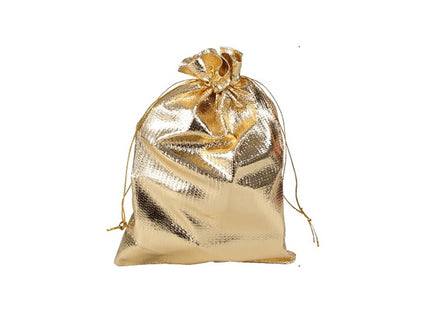 sac cadeau métallisé avec ruban or 8.5x6.5cm