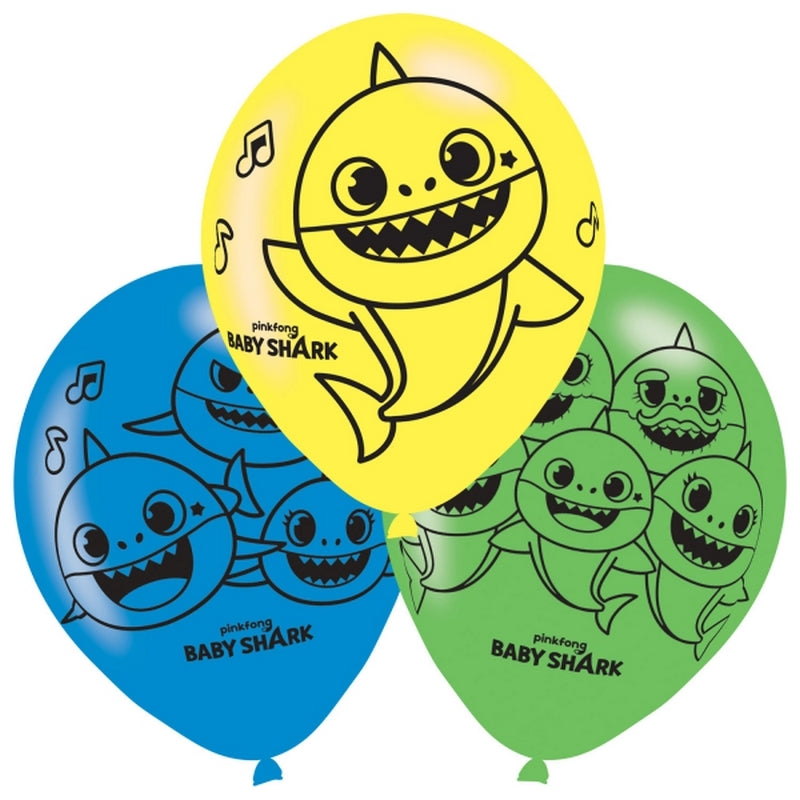 6 Ballons Latex Baby Shark 11