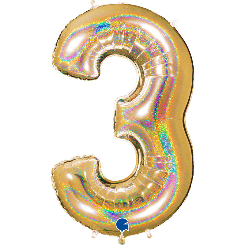 Chiffre 3 Holographic Gold 5 40
