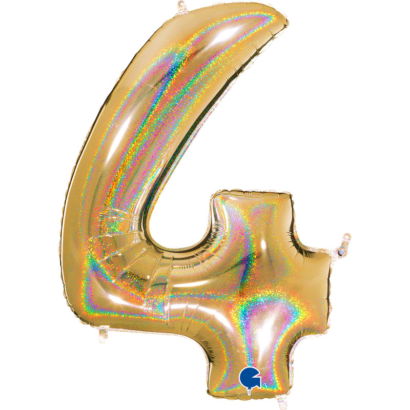 Chiffre 4 Holographic Gold 5 40